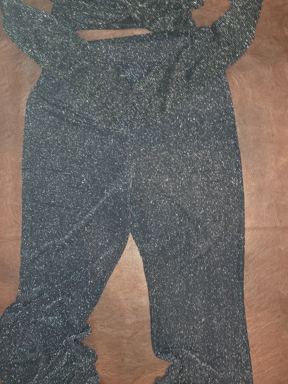 Sparkle Knit Wide-Leg Jumpsuit - Black with Metallic Thread